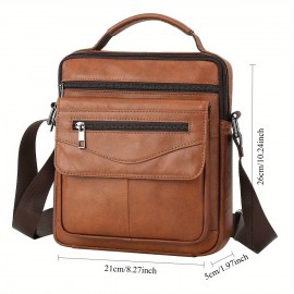 Head Layer Cowhide Men'S Shoulder Bag, Leather Casual Crossbody Design, Business Trend Dual-Use Shoulder Bag, Fashionable And Practical Men'S Bag